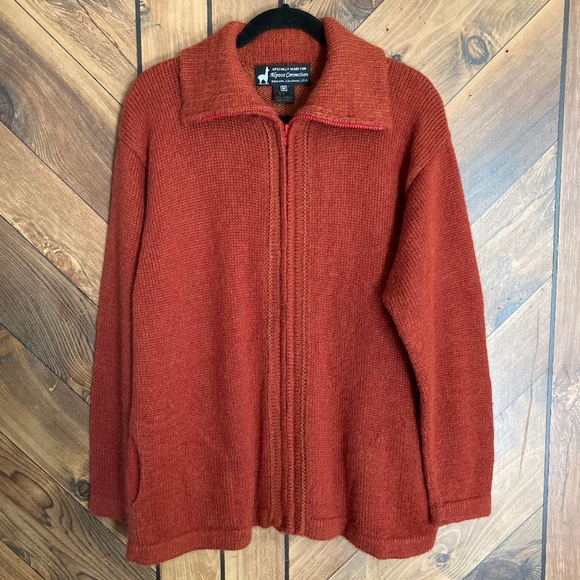 100% Alpaca ALPACA CONNECTION Zip Pocket Cardigan Sweater Jacket - Picture 1 of 12